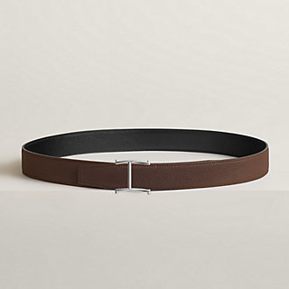 専用HERMES グレー レザー ベルト正規品 67997 auth HERMES Etoupe Epsom Black Swift GAMMA 25mm