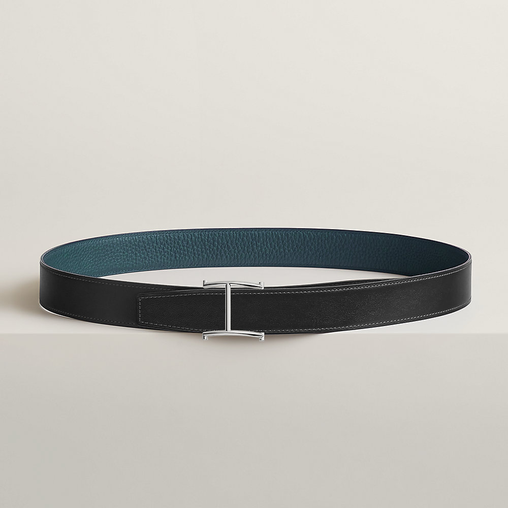 Serif belt buckle & Reversible leather strap 32 mm | Hermès