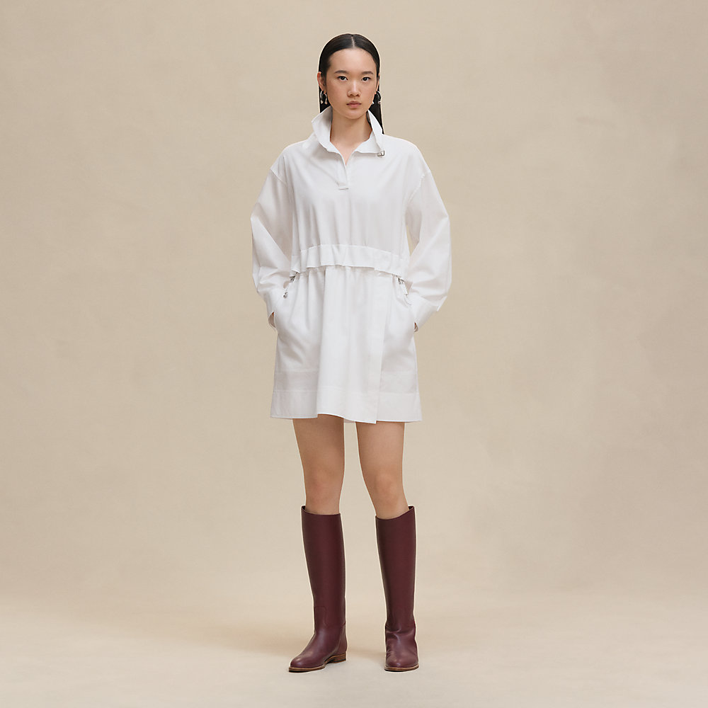 Short polo dress - White | Hermès Mainland China
