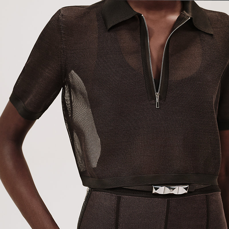 Short-sleeve polo sweater