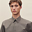 Short-sleeve straight cut shirt with leather detail, View: Worn, worn, view 4 of 6