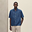 Short-sleeve straight cut shirt with notched collar, View: Worn, worn, view 2 of 5