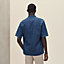 Short-sleeve straight cut shirt with notched collar, View: Worn, worn, view 3 of 5