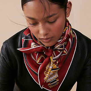 Stately Wheels scarf 90 - Red | Hermès Mainland China 