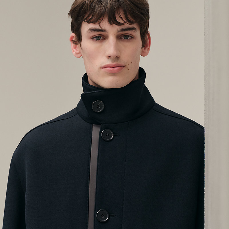 ジャケット・アウター HERMES Khaki Gray wool Stand collar Coat ジャケット・アウター HERMES Khaki Gray wool Stand collar