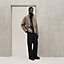 Straight cut jacket with leather detail, view 1 of 7