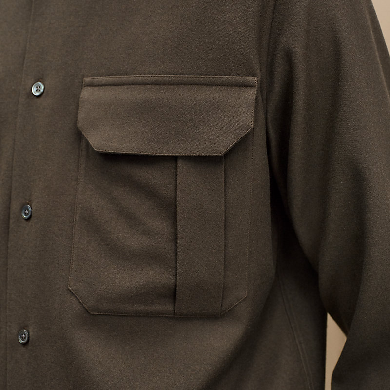 Straight cut wool shirt with gusset pockets, View: , view 7 of 7