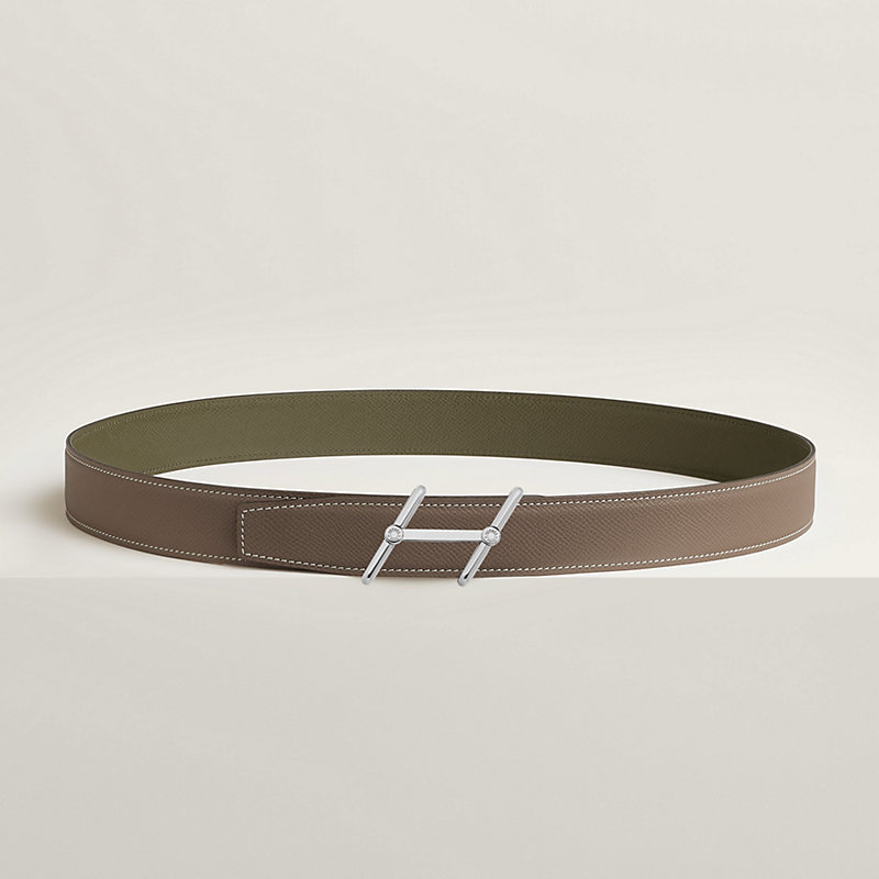 Swing belt buckle & Reversible leather strap 32 mm