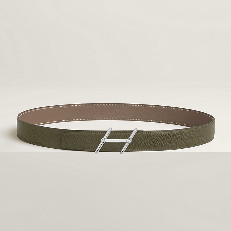 Swing belt buckle & Reversible leather strap 32 mm