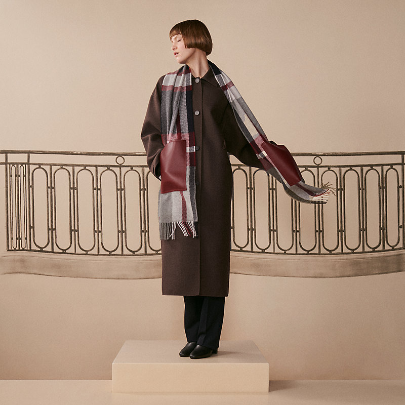 Tartan Poches Cuir Appliquees scarf