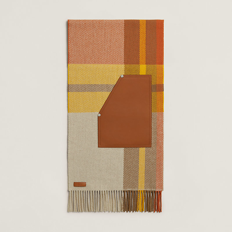 Tartan Poches Cuir Appliquees scarf