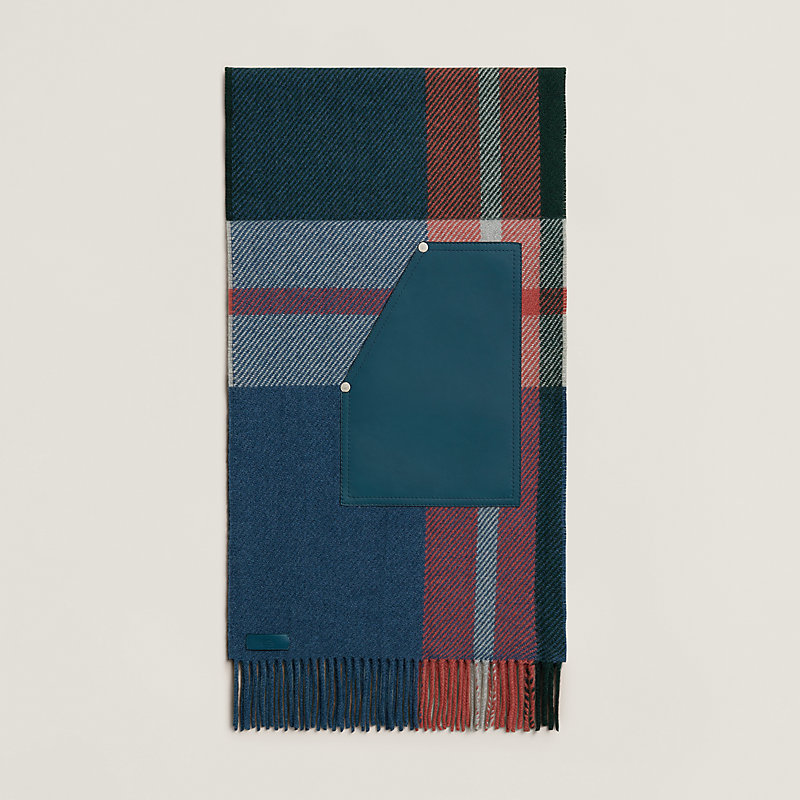 Tartan Poches Cuir Appliquees scarf