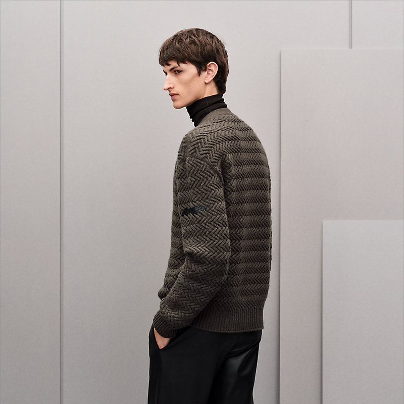 “Tressage cuir”纽扣开衫