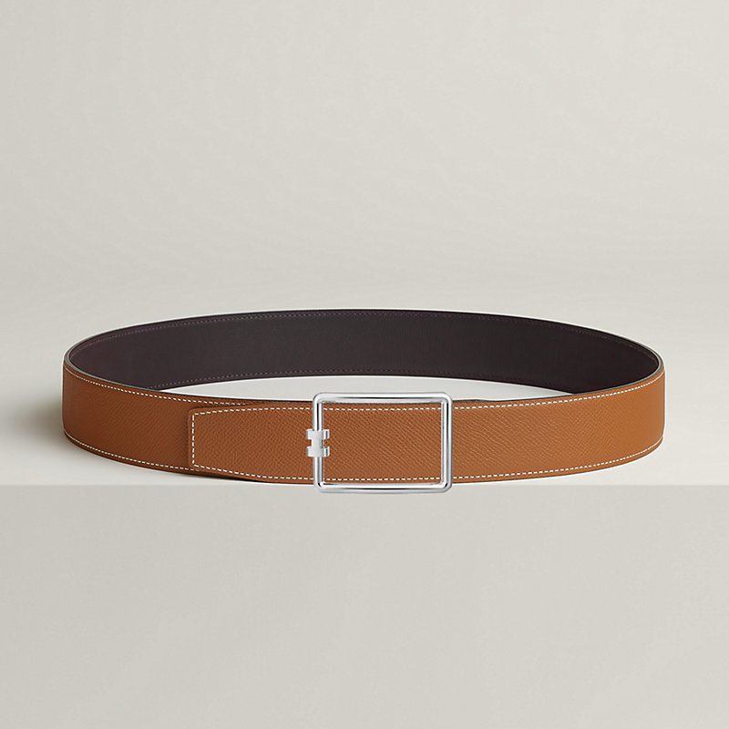 Tube H belt buckle & Reversible leather strap 38 mm