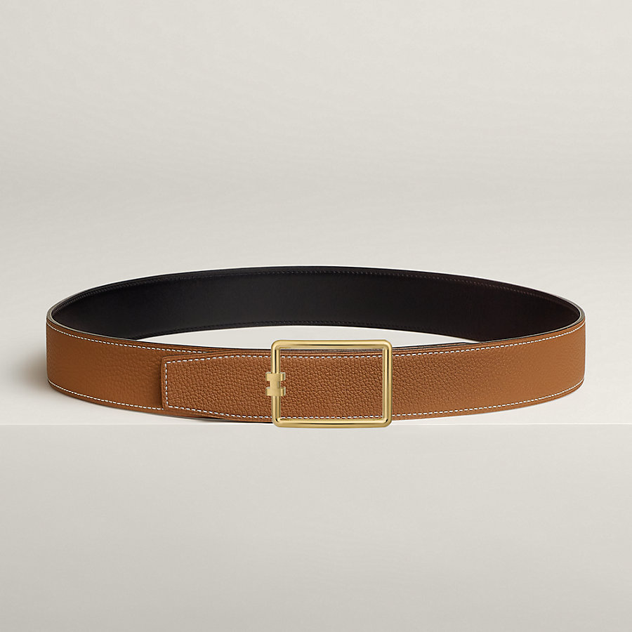 Tube H belt buckle & Reversible leather strap 38 mm