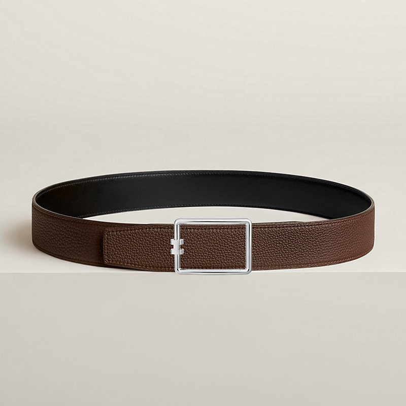 Tube H belt buckle & Reversible leather strap 38 mm