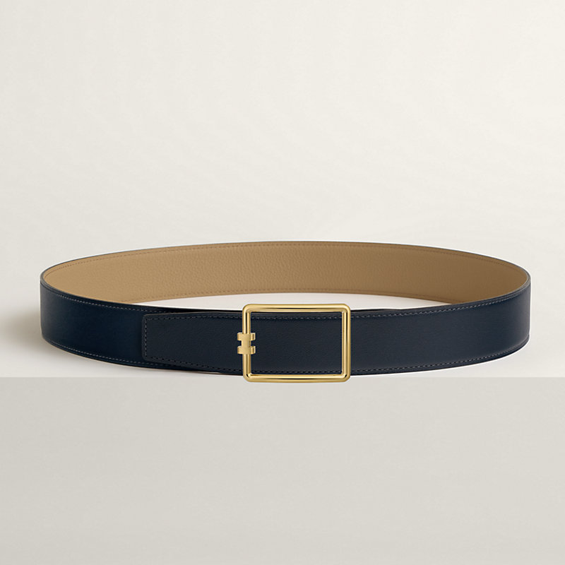 Tube H belt buckle & Reversible leather strap 38 mm