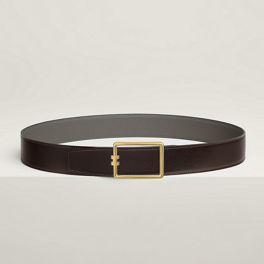 Tube H belt buckle & Reversible leather strap 38 mm