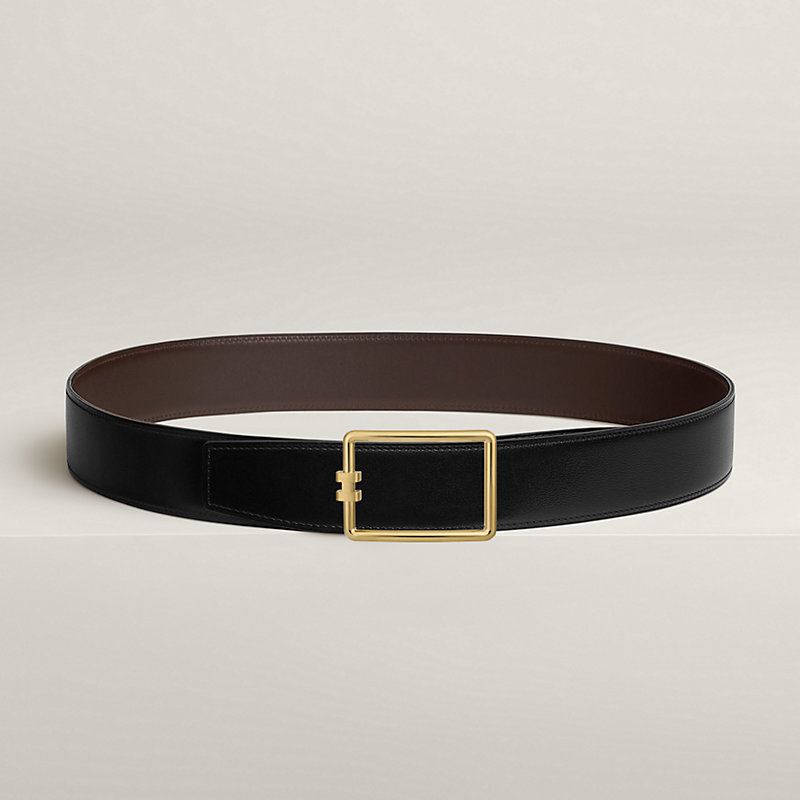 Tube H belt buckle & Reversible leather strap 38 mm