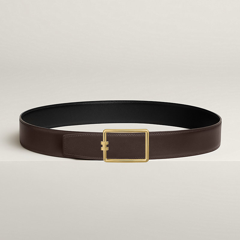 Tube H belt buckle & Reversible leather strap 38 mm