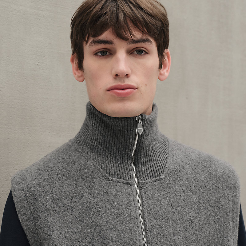 Vest with leather details