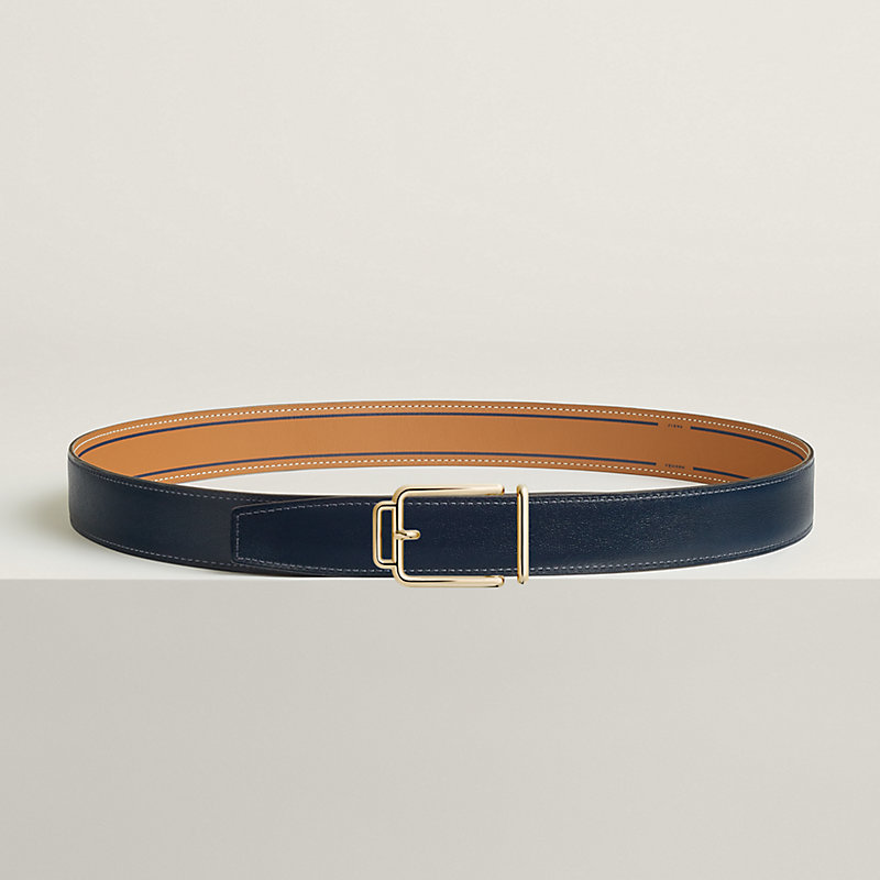 Volte-face reversible belt buckle & Contrast reversible leather strap 32&nbsp;mm