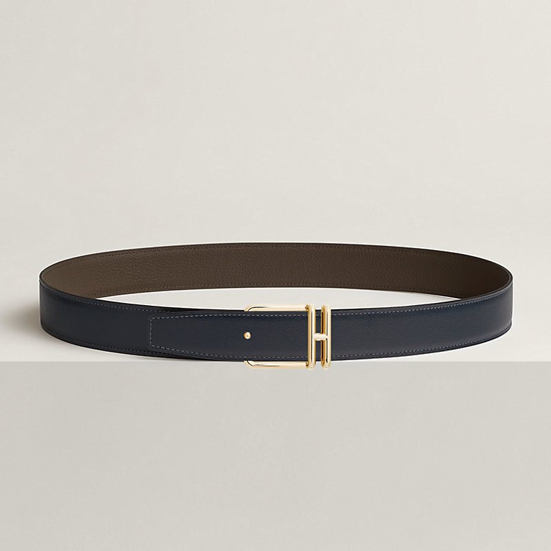 Volte-face reversible belt buckle & Reversible leather strap 32 mm