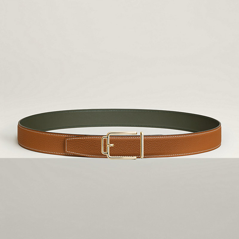 Volte-face reversible belt buckle & Reversible leather strap 32 mm