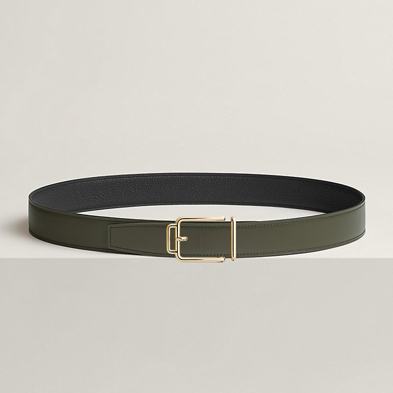 Volte-face reversible belt buckle & Reversible leather strap 32 mm