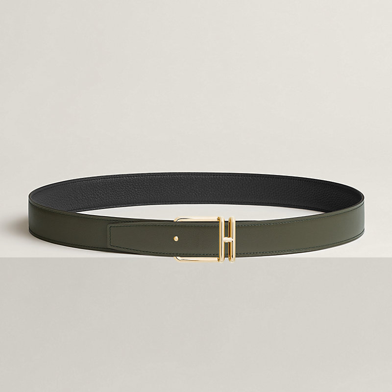 Volte-face reversible belt buckle & Reversible leather strap 32 mm