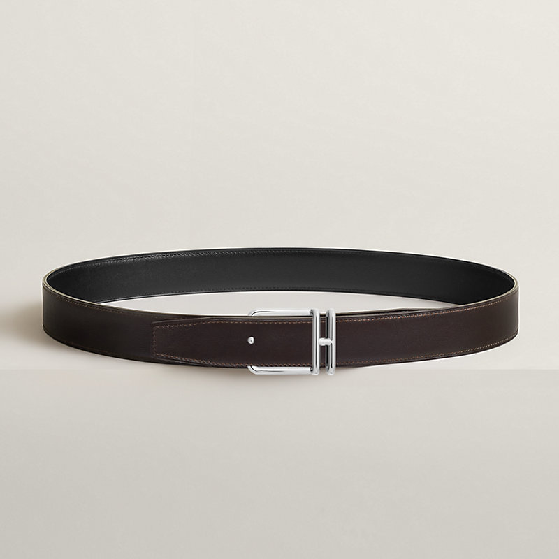 Volte-face reversible belt buckle & Reversible leather strap 32 mm