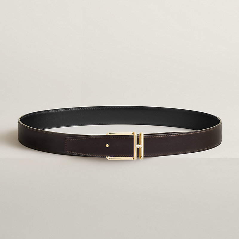 Volte-face reversible belt buckle & Reversible leather strap 32 mm