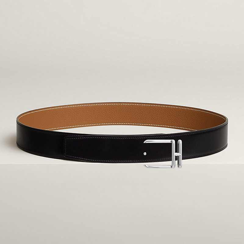 Volte-face reversible belt buckle & Reversible leather strap 38 mm