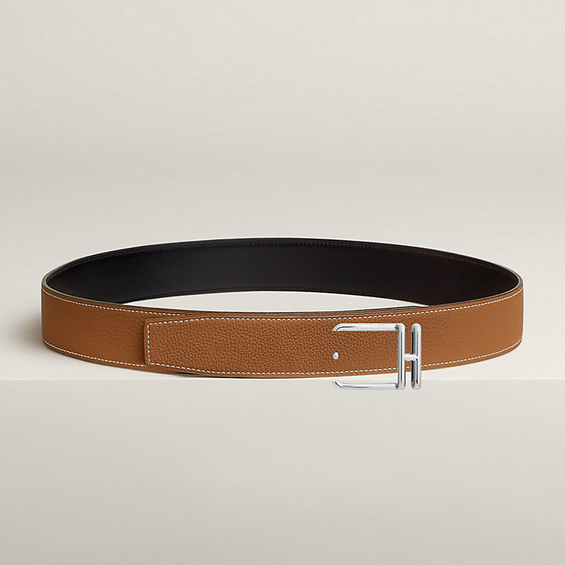 Volte-face reversible belt buckle & Reversible leather strap 38 mm