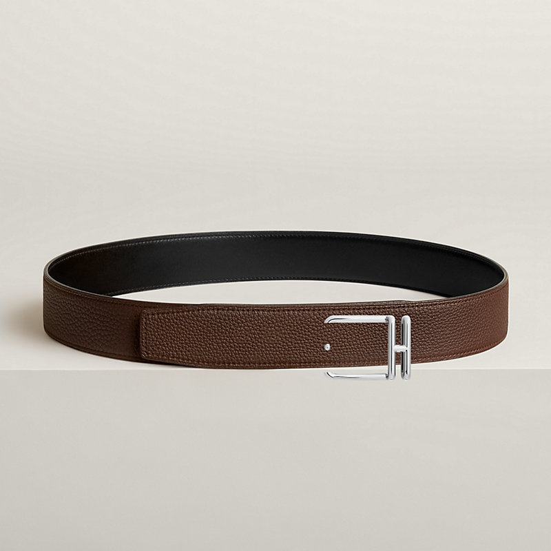 Volte-face reversible belt buckle & Reversible leather strap 38 mm