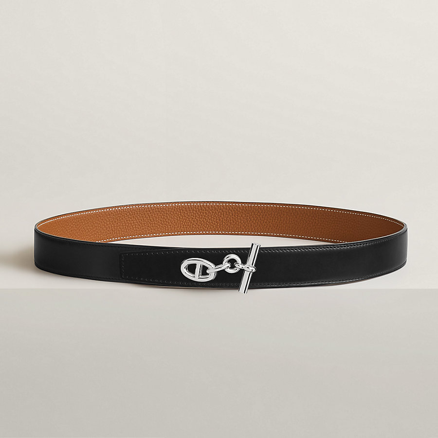 Yachting belt buckle & Reversible leather strap 32 mm