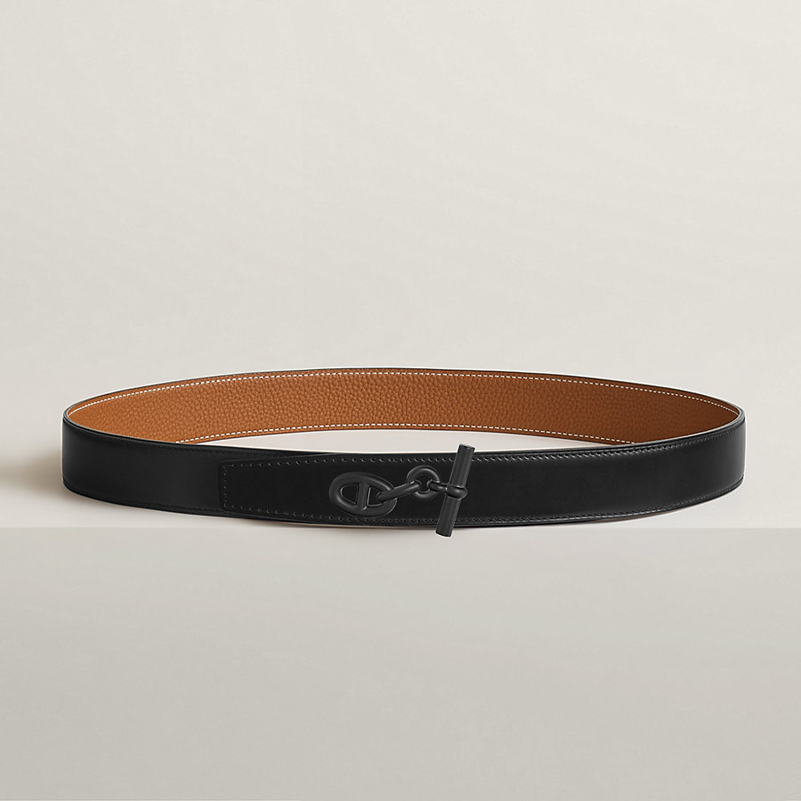 Yachting belt buckle & Reversible leather strap 32 mm