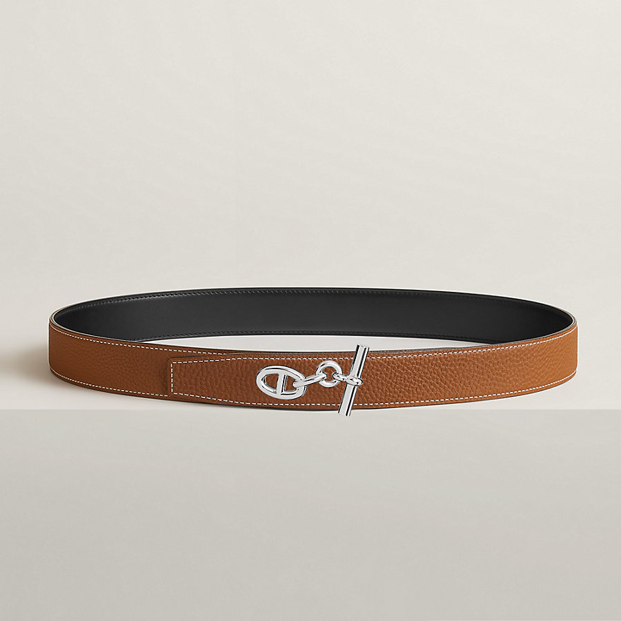 Yachting belt buckle & Reversible leather strap 32 mm