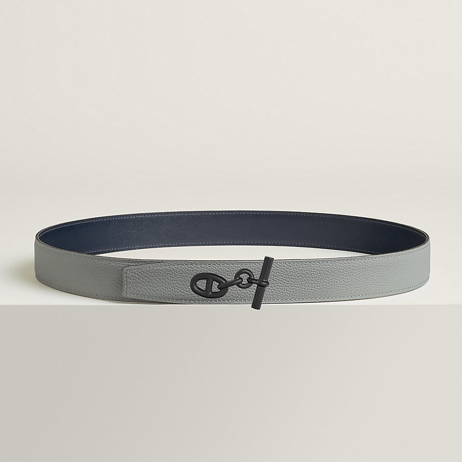 Yachting belt buckle & Reversible leather strap 32 mm