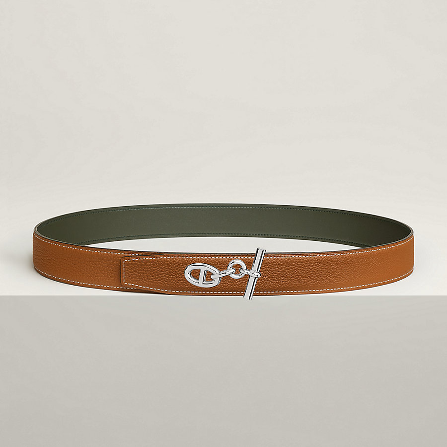 Yachting belt buckle & Reversible leather strap 32 mm