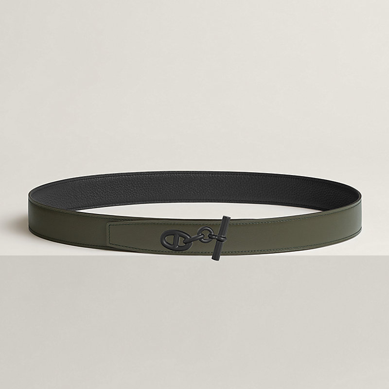 Yachting belt buckle & Reversible leather strap 32 mm