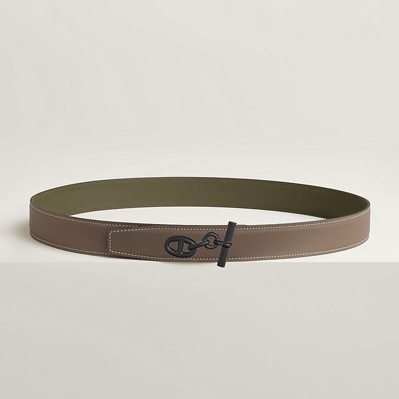 Yachting belt buckle & Reversible leather strap 32 mm