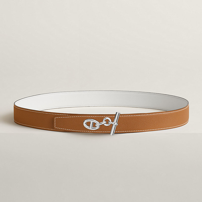 Yachting belt buckle & Reversible leather strap 32 mm