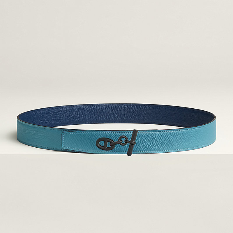 Yachting belt buckle & Reversible leather strap 32 mm