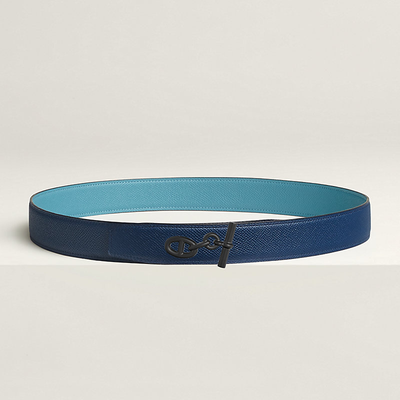 Yachting belt buckle & Reversible leather strap 32 mm