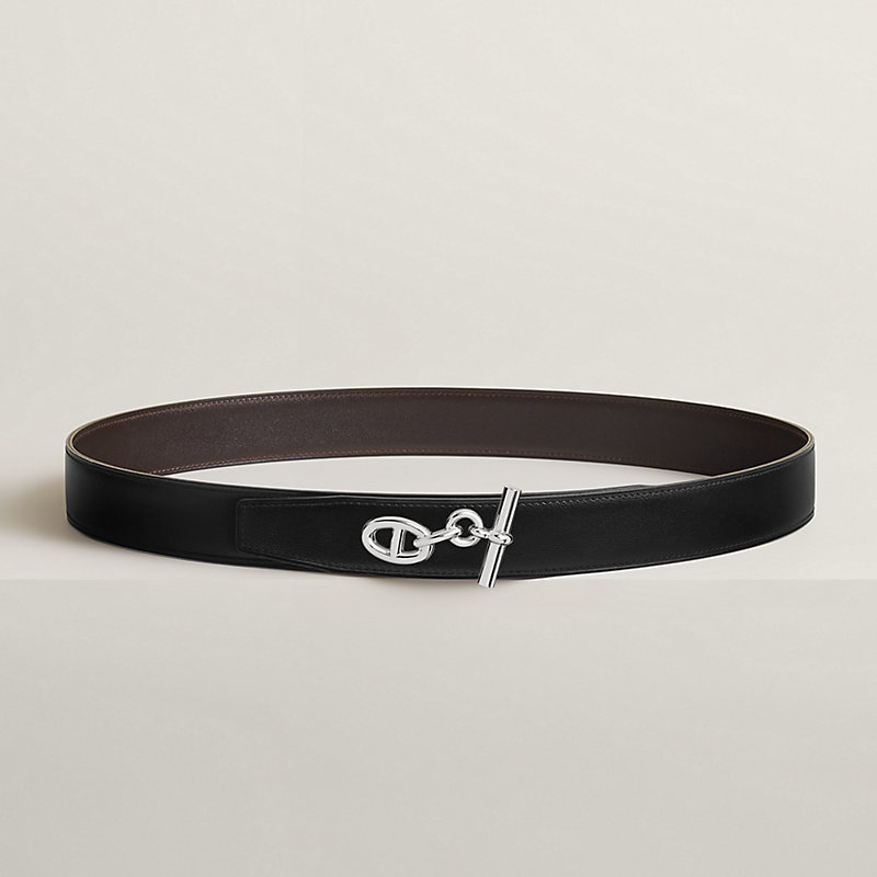 Yachting belt buckle & Reversible leather strap 32 mm