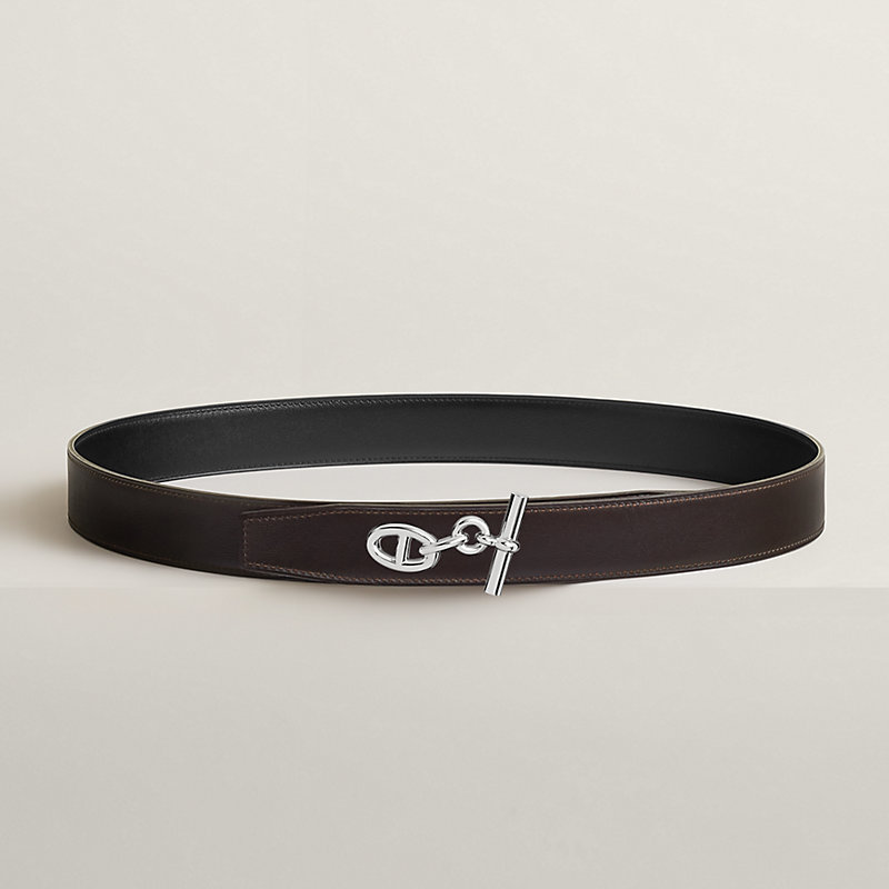 Yachting belt buckle & Reversible leather strap 32 mm