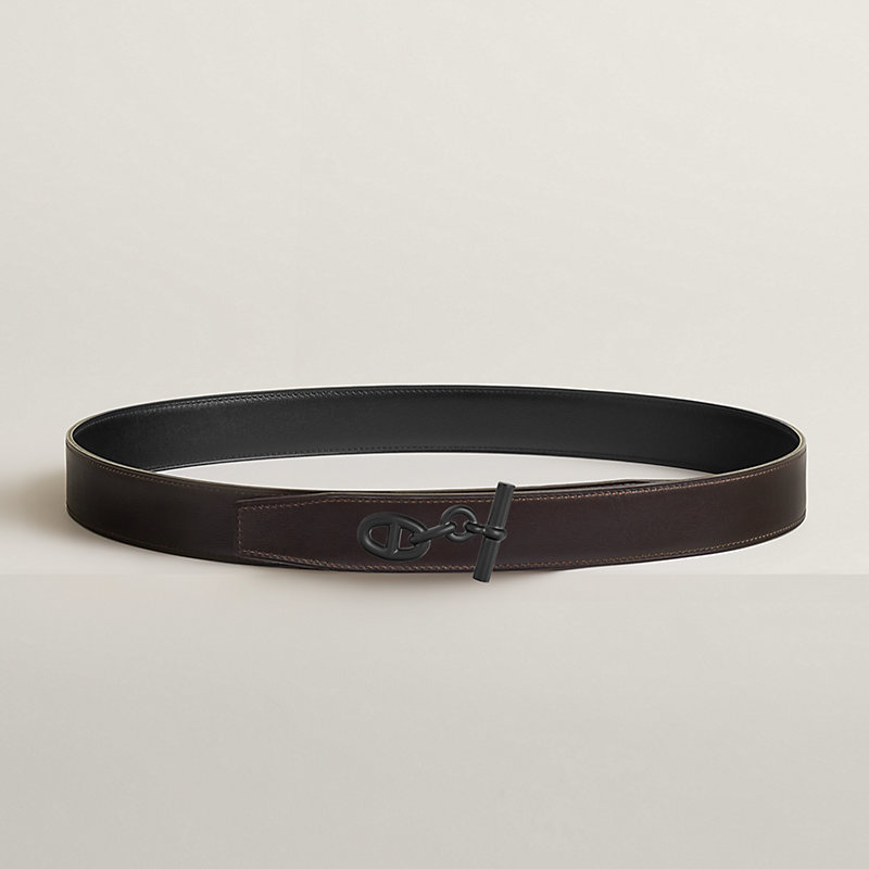 Yachting belt buckle & Reversible leather strap 32 mm