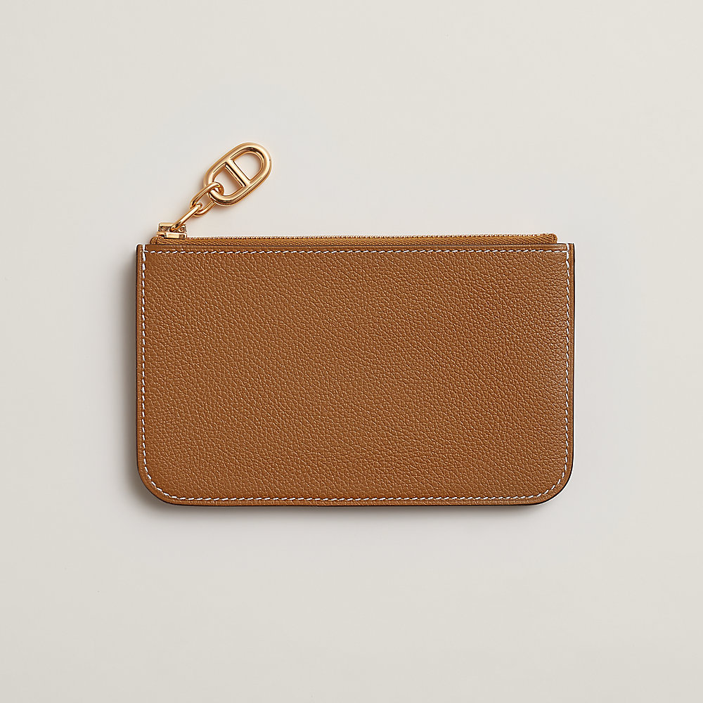 HERMES ミニ財布 Zipengo Chaine d'Ancre Compact card holder Hermès Gold Evercolor Chaîne d'Ancre Zipengo Compact Card