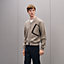 Zipped cardigan with leather detail, View: Worn, worn, view 2 of 5
